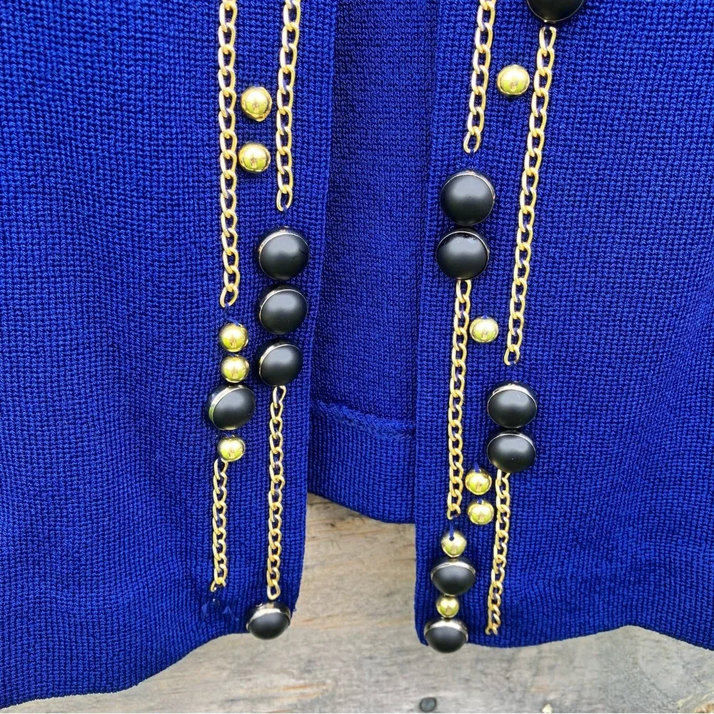 ⛓️ Beads & Chains Jones NY Navy Blue Cardigan Sweater NWOT - Picture 3 of 4